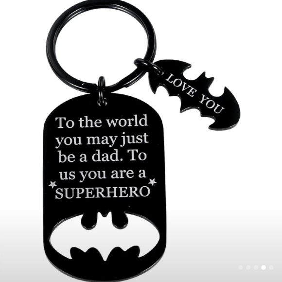 🦇🦇NEW🦇🦇AWESOME!! Super Hero Father's Keychain in BLACK 🦇🦇 - Picture 2 of 13